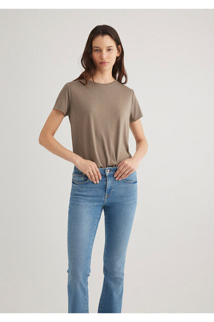 Mavi Lux Touch (TENCEL™) Kahverengi Modal Tişört Regular Fit