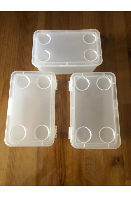 3 Pieces Organizing Box with Lid 17X10X8Cm Ikea Set of 3 Storage Box Transparent Plastic Box Organizer