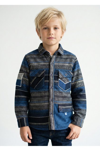 Boy's Blue Striped Lumberjack Shirt