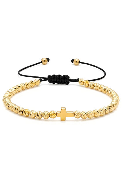 Bratara Reglabila cu Pandantiv Cruce, Elemente din Metal, Marime Universala, Gold