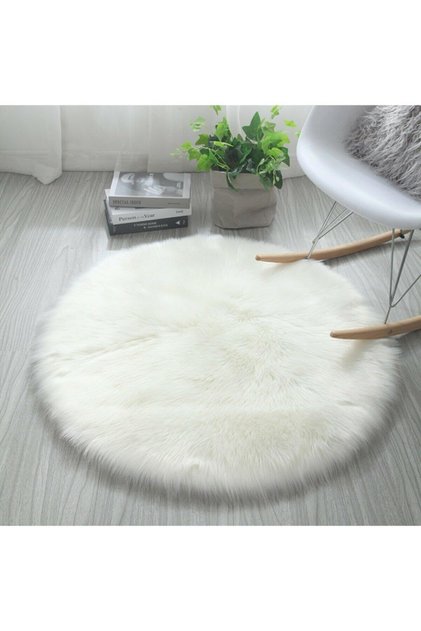 Yuvarlak Yerli Peluş Yumoş Beyaz