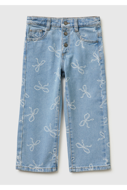Girl's Blue Three-Button Denim Pants