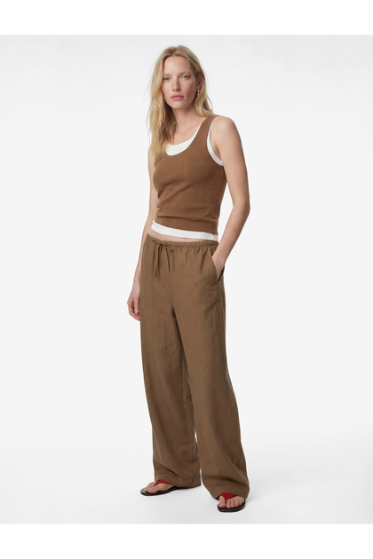 Modal Fabric Wide-Legged Pants with Tie-Waist