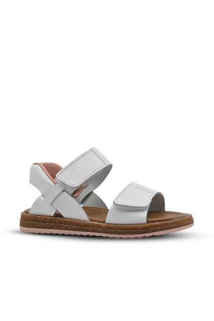 Minta Girl's Leather Sandals White