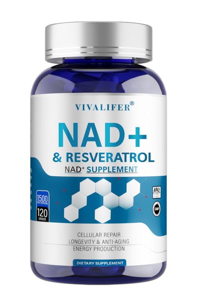 1500 mg High Purity NAD+ & Resveratrol Anti-Aging Energy & Focus Boost 120 Caps