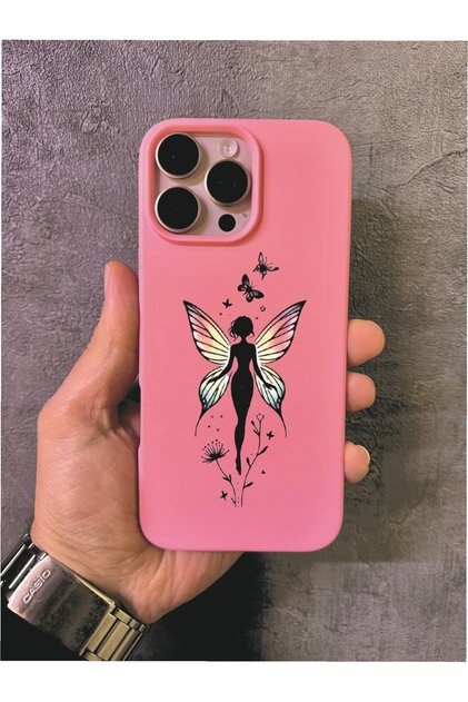 iPhone 13 Pro Max Compatible Fairy Patterned Pink Case