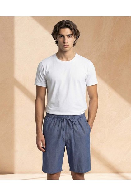 Men Blue Woven Pyjama Shorts
