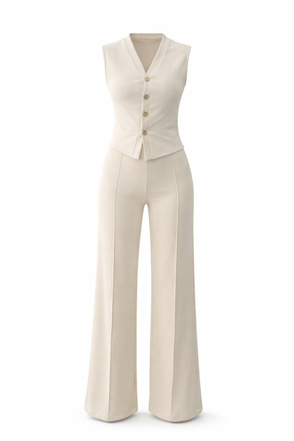 Nireya Modal Vest and Trousers Set with Gold Buttons