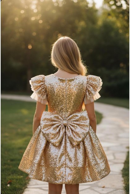 kısa pullu kız çocuk elbise
