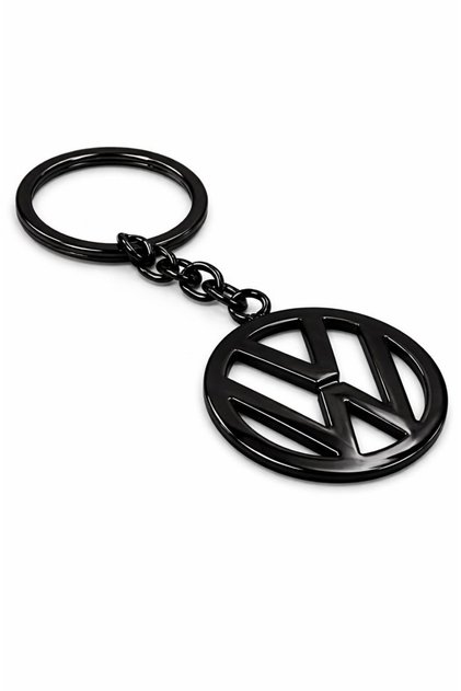 Volkswagen 3D Metal Car Keychain - Black Coated Auto Keychain