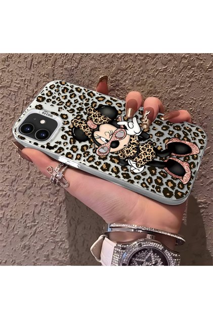 Silicone Edge Hard Back Phone Case Compatible with iPhone 11 Minnie Patterned
