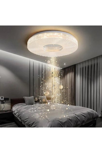 Modern Kristal LED Tavan Avizesi – Dekoratif Yuvarlak Plafonyer Salon & Odası Aydınlatma 50 cap