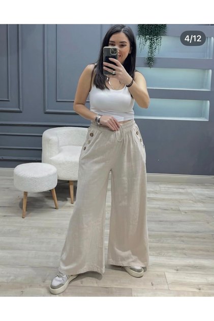 BUTTONED LINEN DRESS