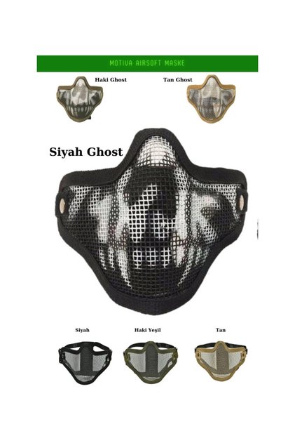 Airsoft Yüz Maskesi Tan Ghost Koruyucu Pro Çelik Tel Maske