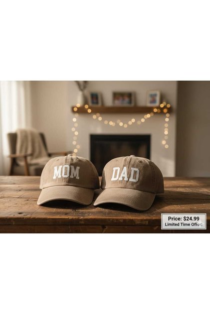 Vintage Distressed Unisex Dad / Mom Written Cotton Hat