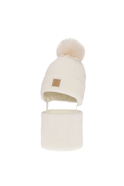 Set caciula cu fular circular Betty ecru