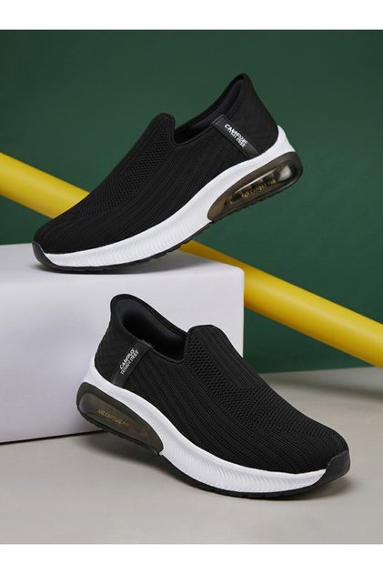 Black Slip On Sports Sneakers