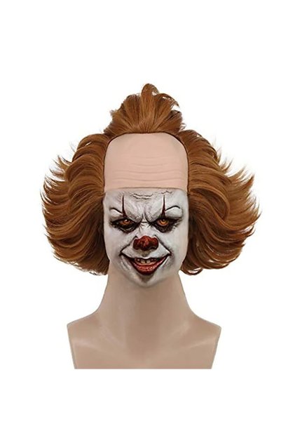 One Size Khaki Short Fluffy Brown Curly Horror Penny wise Wig Halloween Cosplay Wig Costume Anime Wi