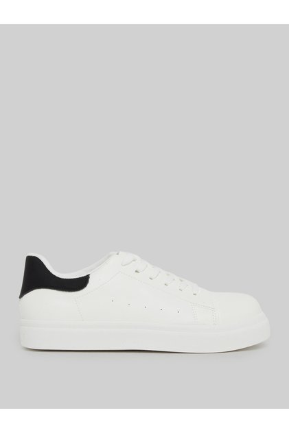 White Lace-Up Sneakers