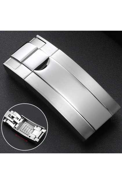 Mid-Polished Silver for 9x9mm Watch Buckles Glide Clasp Double Convex Adjusted Folding Buckle Strap