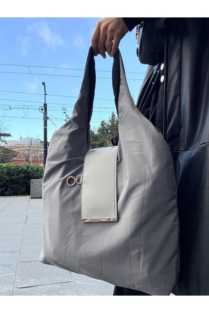 Gray Stylishly Designed Foldable Market & Shopping Bag
