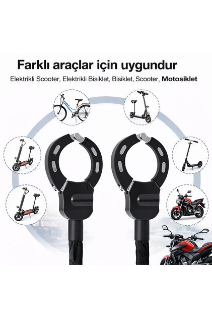 Moto Çift Başlıklı Zincirli Motosiklet Kilidi – Ağır Hizmet Güvenlik Zinciri – Scooter