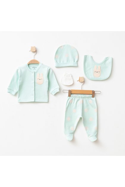 Baby Girl Animal Patterned 100% Cotton 5' Hospital Discharge Set 0 Months - 3 Months