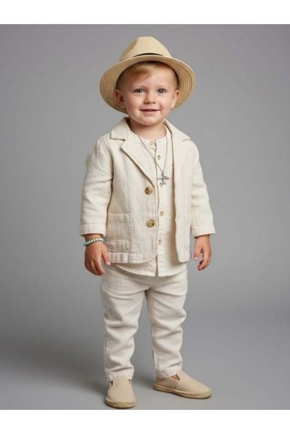 Boy's Linen Jacket with Pockets