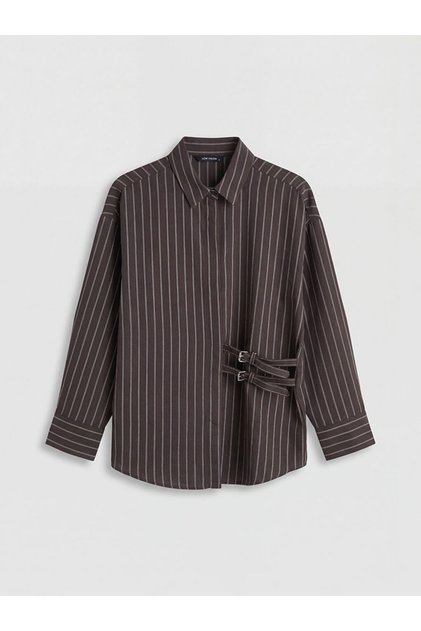 Giyçık Store Brown Striped Women's Shirt