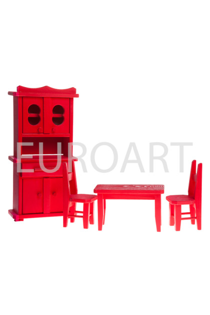 Mobilier lemn rosu bucatarie