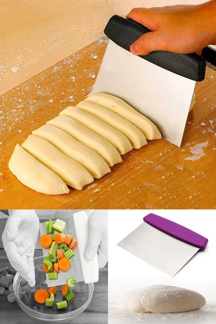 Stainless Steel Measured Dough Cutter Scraper Kitchen Spatula Pastry and Cake Shaping Tool