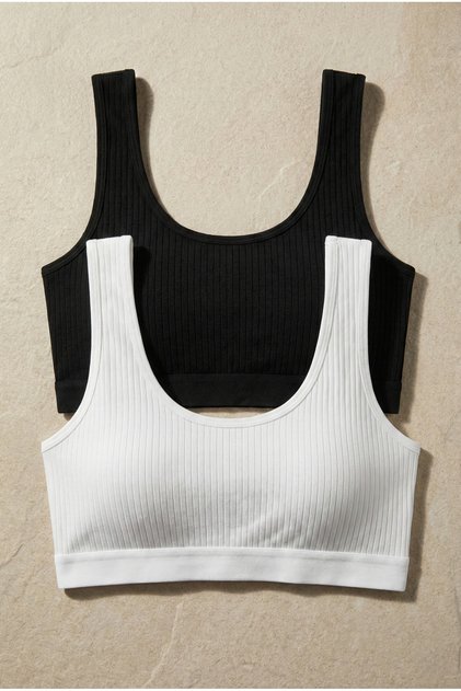 2'li Paket Fitilli Bralet Büstiyer Esnek Seamless Sütyen Günlük Spor Crop Top