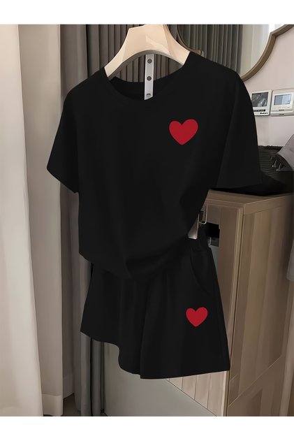 EXCLUSIV cu imprimeu Pantaloni scurți moi cu mânecă scurtă set i