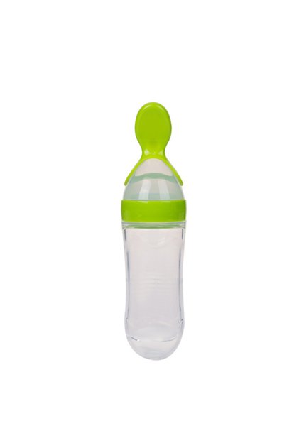 Soft silicone baby food silicone spoon, silicone bottle, green