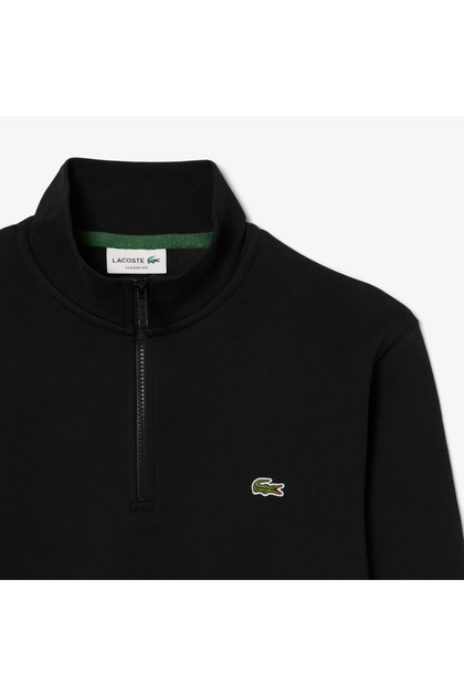 Lacoste High Neck Zipped Fleece Erkek Siyah Sweatshirt - Fiyatı