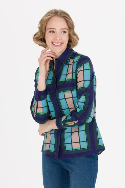 Women's Green Long Sleeve Shirt 50253327-Vr054