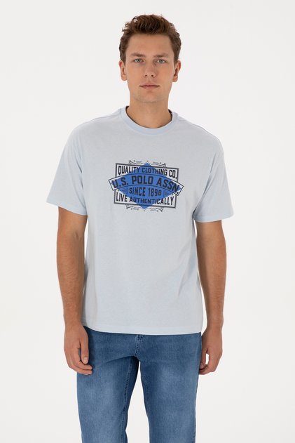 Men's Comfort Fit Crew Neck Light Blue T-Shirt 50324811-Vr003