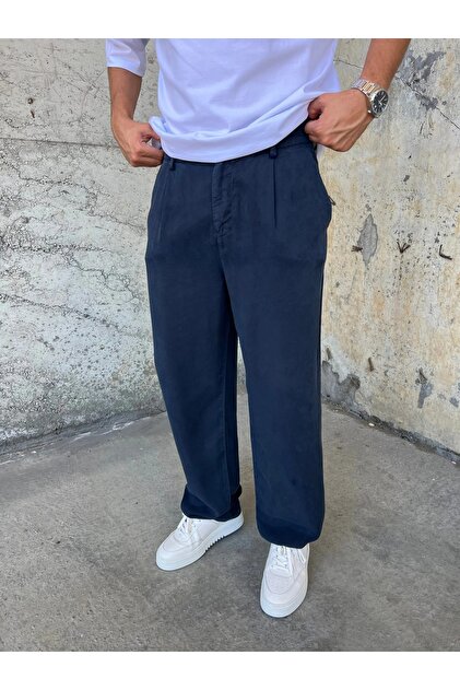 Men's Tensel Fabric Relaxed Fit Baggy Trousers