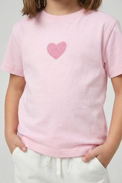 Girl's Heart Printed Short Sleeve T-Shirt