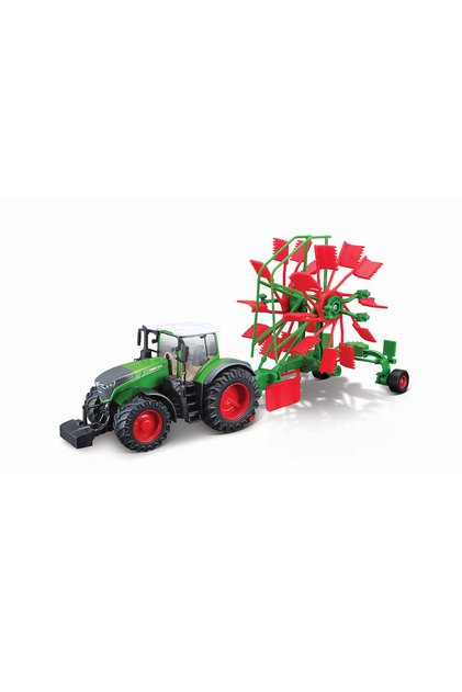 Моделна кола Bburago # 44; Трактор Fendt 1050 Vario с роторни гребла 1& # 58;32& # 44; 13 x 7 x 6 см
