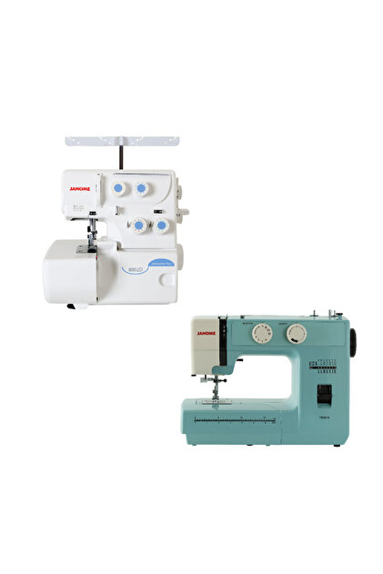 衣類ケア家電 JANOME JN10-AV Janome 8002D Overlok Makinesi ve TR2018 Dikiş Makinesi - Fiyatı