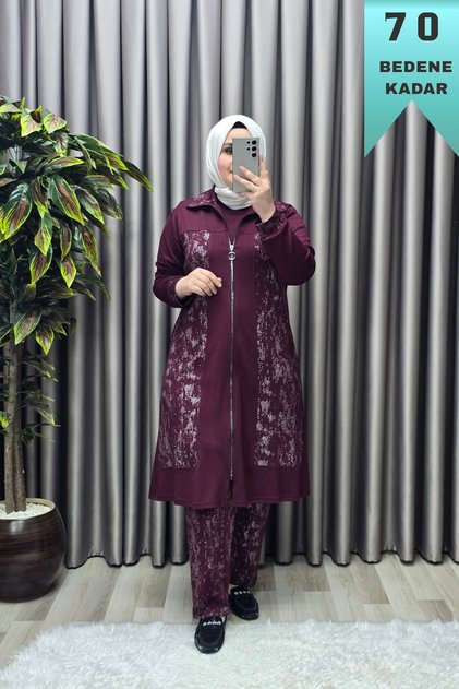 Women's Clothing Plus Size Modal Hijab Long Three-Piece Glittery Set