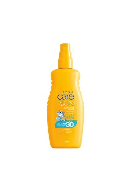 Spray de protecție solară turcoaz pentru copii SPF 30, Care SUN+