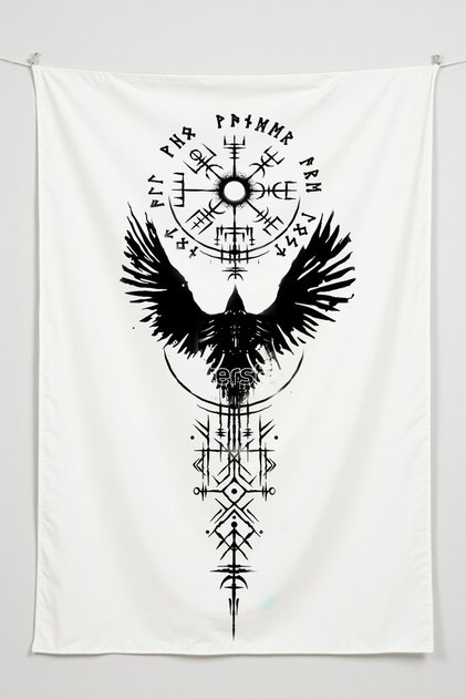 Kuzgun Pusula Beyaz – Anime Movie Character Themed Quality Fabric, Room Decor Tapestry Wall Rug