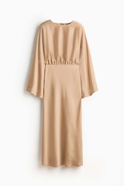 Shoulder-pad satin dress