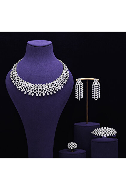 Trendy Fashion 4PCS Luxury Waterdrop Wedding Party Dubai Bridal Sets