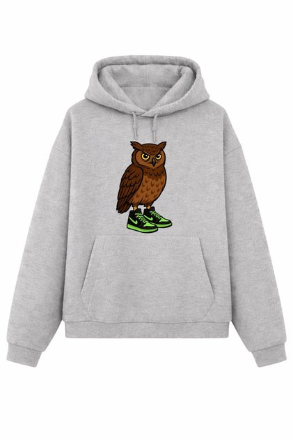 Street Spirit Owl Printed Sweatshirt / Hooded Hoodie (Optional)