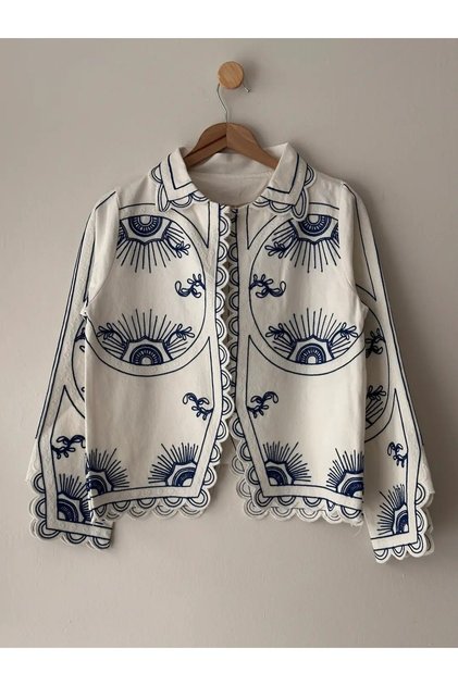 Embroidered Design Gabardine Jacket