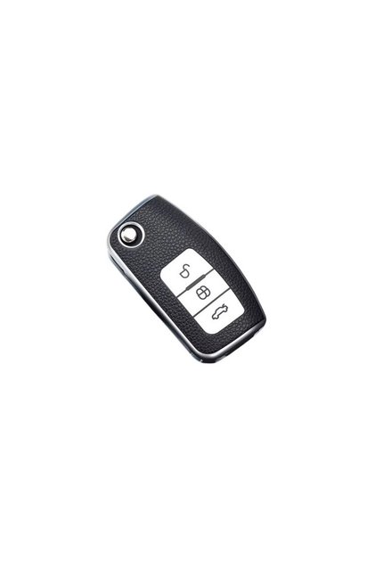 Husă cheie TPU cu inserții din piele pentru Fiesta Focus Mondeo Falcon B-Max C-Max S-Max Sport Ga