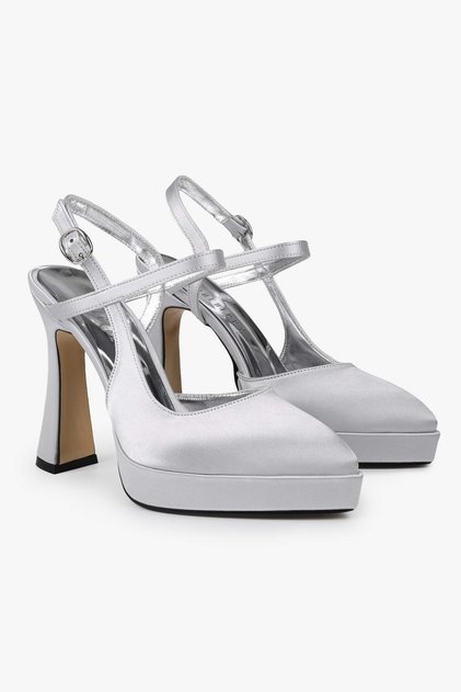 Women's Livia Silver Satin Platform Heeled Shoes